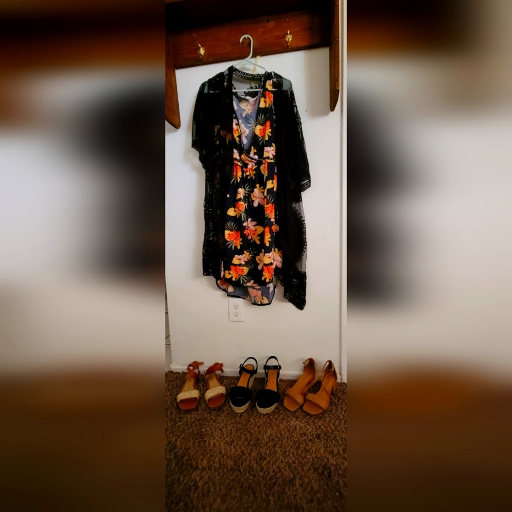 bundle , dress& kimono  3 pairs of shoes